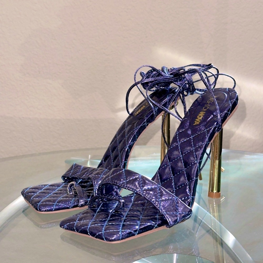 Vince Camuto Purple and Gold Strappy Heels